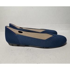 Rothys Size 8.5 The Point Pointed Toe Ballet Flats Shoes Blue